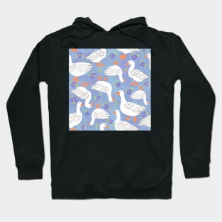 Geese in The meadow - soft blues Hoodie